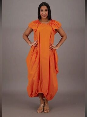 Advance Apparels Sleeveless Orange Flowing Dress